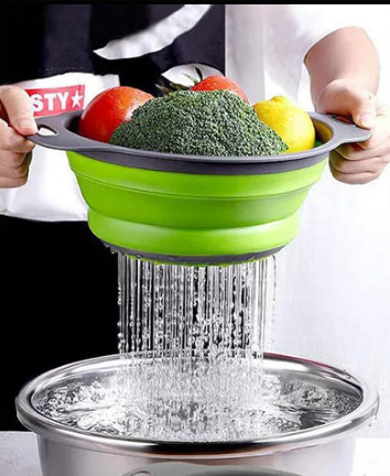 Foldable Silicone Colander for Fruits and Vegetables