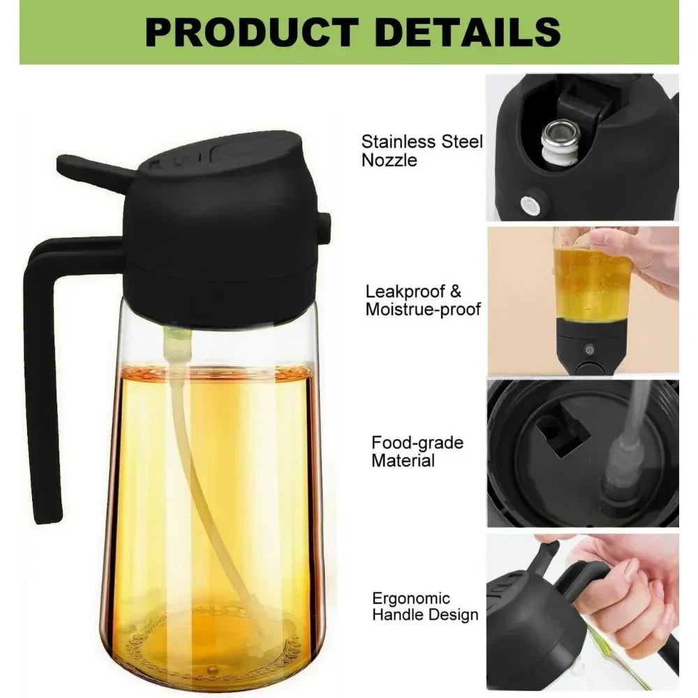 2-in-1 Olive Oil Dispenser & Spray Bottle 500ml