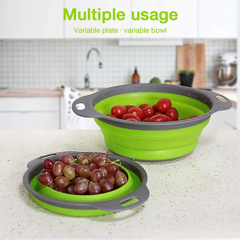 Foldable Silicone Colander for Fruits and Vegetables