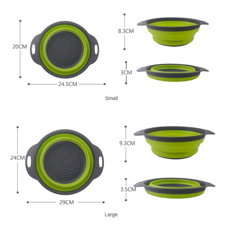 Foldable Silicone Colander for Fruits and Vegetables