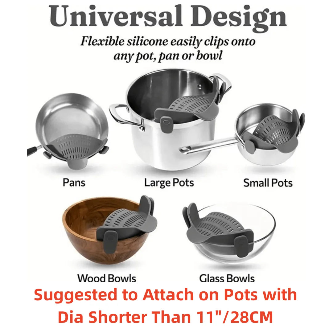 Adjustable Clip-On Strainer for Pots and Pans