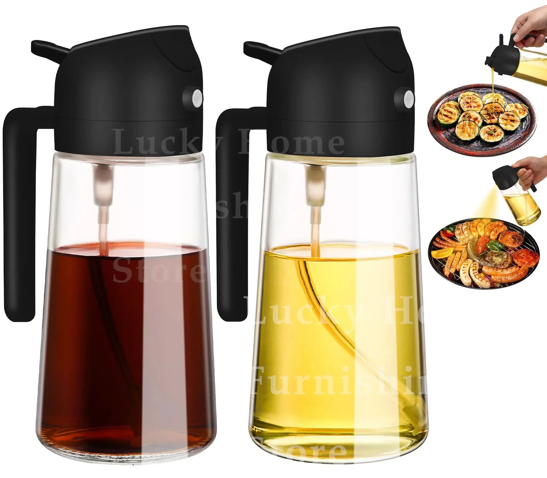 2-in-1 Olive Oil Dispenser & Spray Bottle 500ml