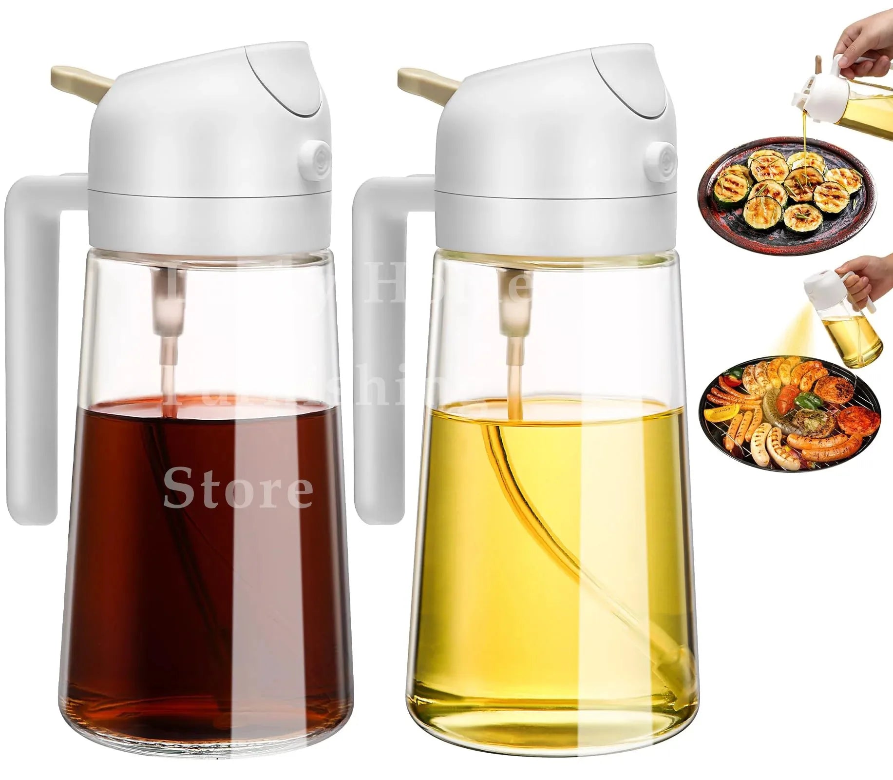 2-in-1 Olive Oil Dispenser & Spray Bottle 500ml