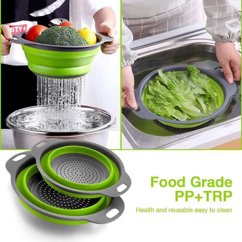 Foldable Silicone Colander for Fruits and Vegetables