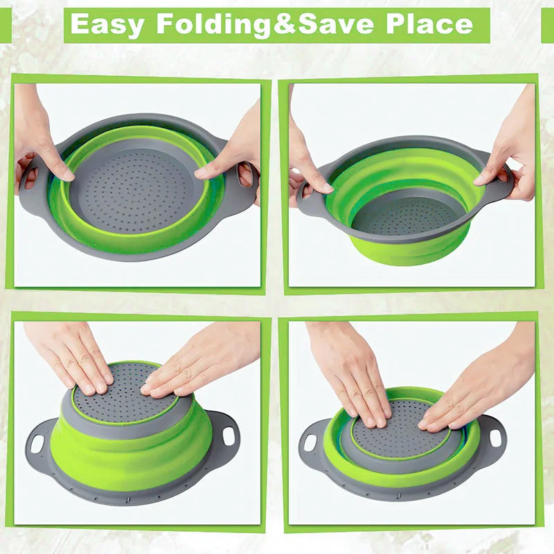 Foldable Silicone Colander for Fruits and Vegetables