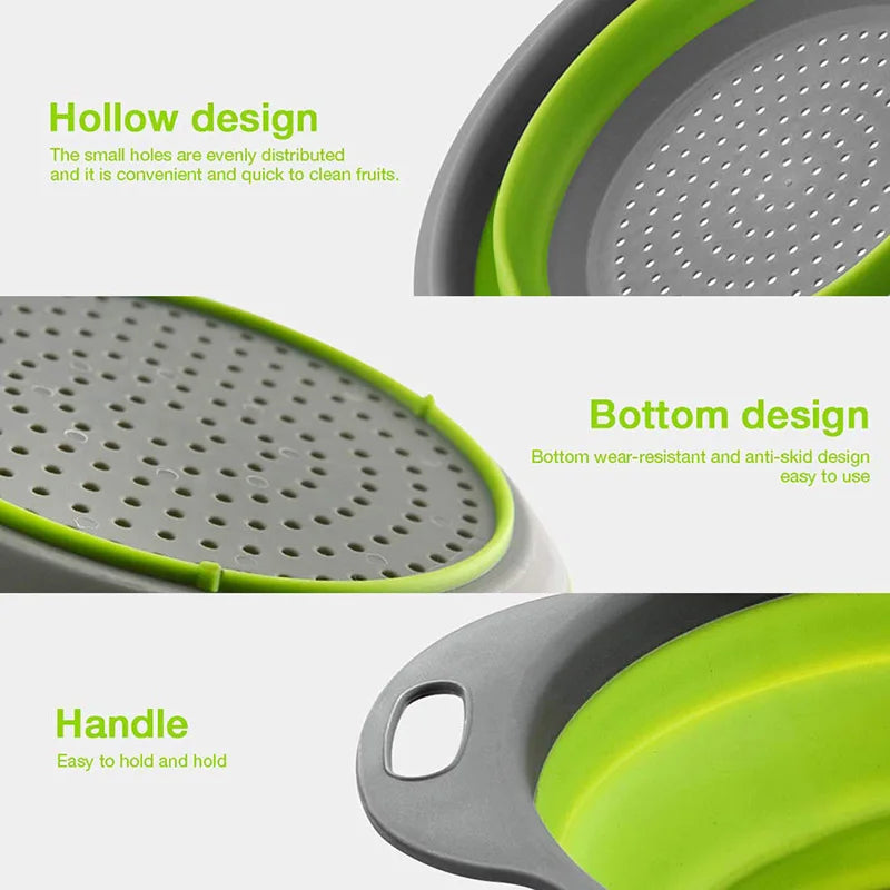 Foldable Silicone Colander for Fruits and Vegetables